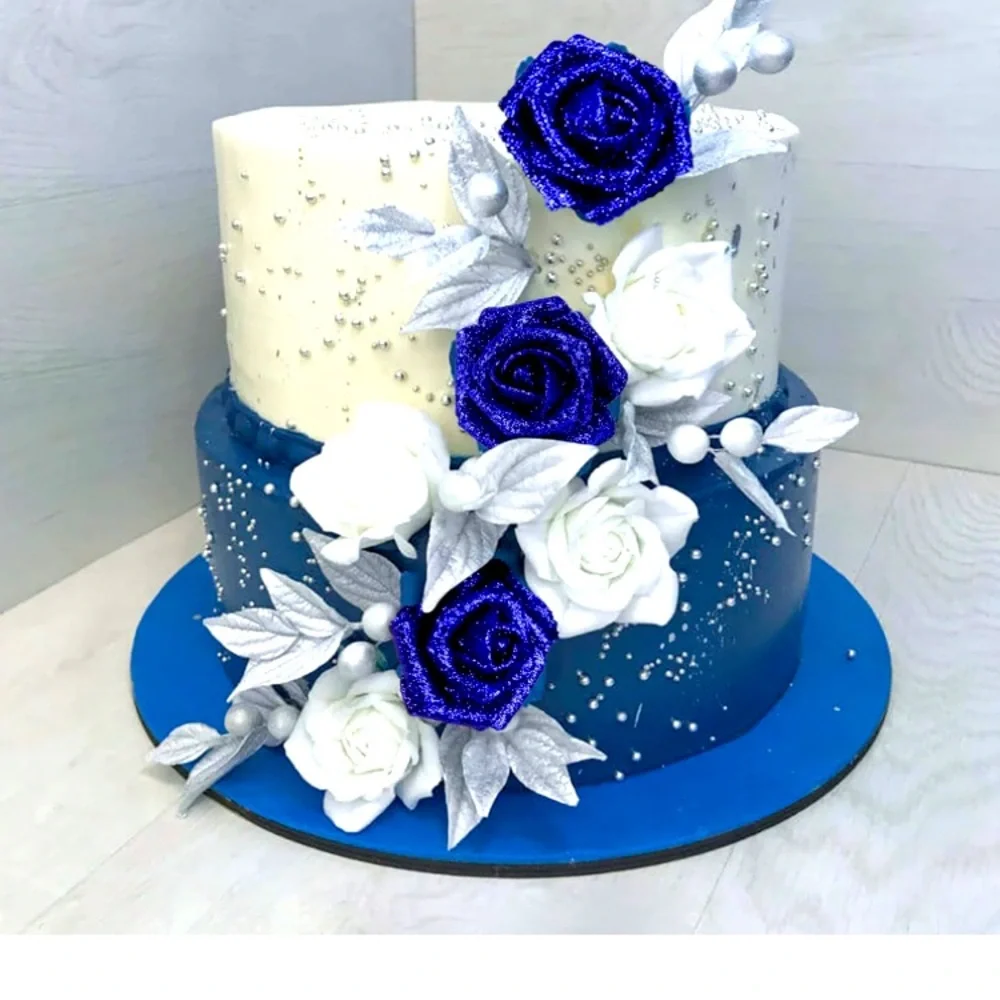 💎$1💎 Royal Blue Glittery Sparkly Enchanting Roses Bendable Workable